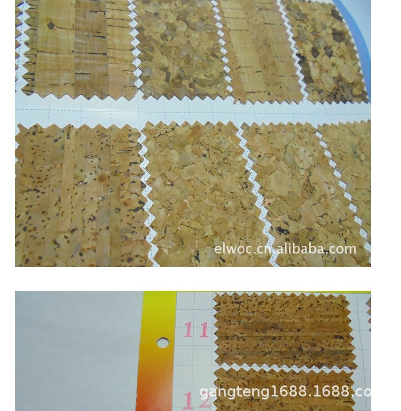 天然软木革 鞋材箱包软木面料 竹节软木花纹 木形块状布革5144