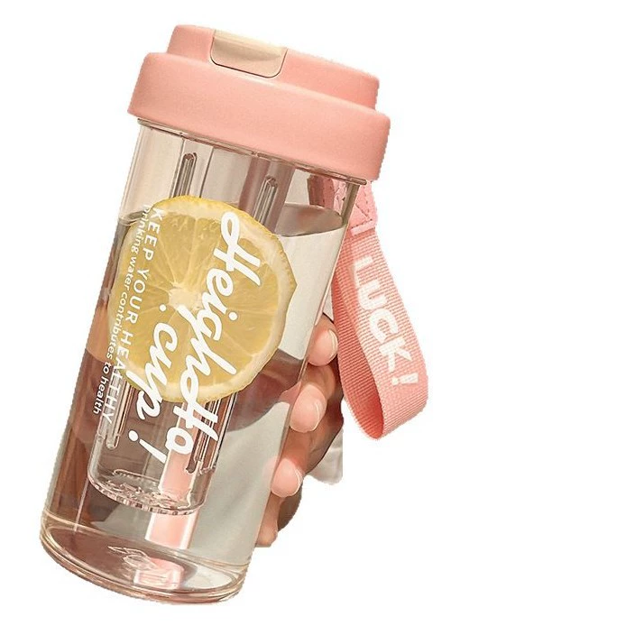 High quality handheld plastic glass with glass for students