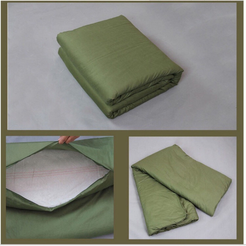 * Military Green Quilt Thickeneded Warm Cotton Quilt Labor Protection Bedding Set College Dormitory Single