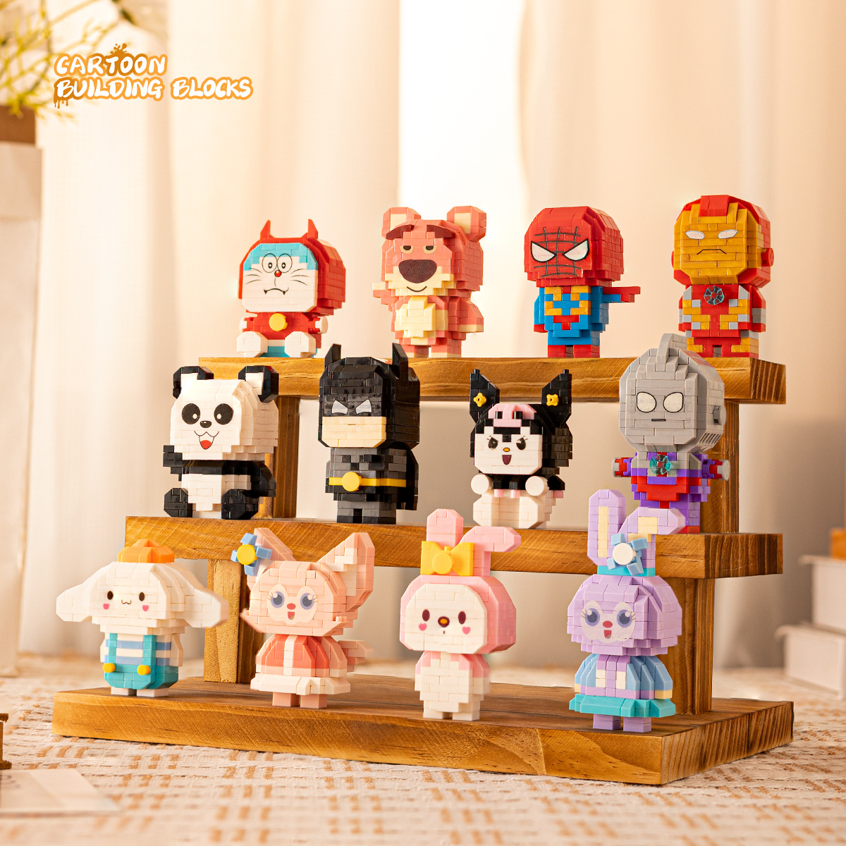 Compatible con Lego muñeca de dibujos animados micro partículas frambuesa oso montado bloques construcción juguetes educativos puesto ciego caja regalo al por mayor