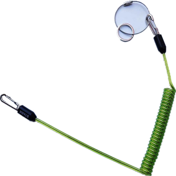 供应1mm钢丝弹簧绳带铝扣高空作业挂钩绳 防丢失绳