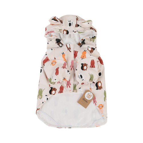 Dog raincoat cartoon double layer waterproof coating PU Teddy French Bulldog small dog clothes poncho pet raincoat clothes