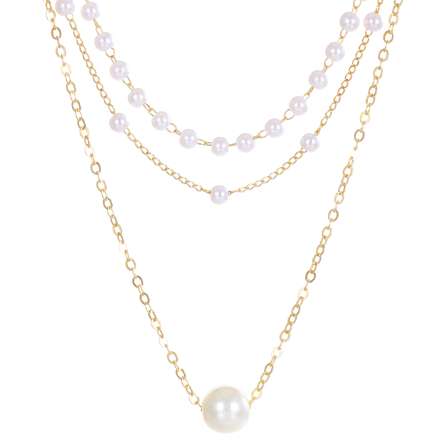 Damhalsband med trelagers pärlkedja retro och elegant_voghion.com