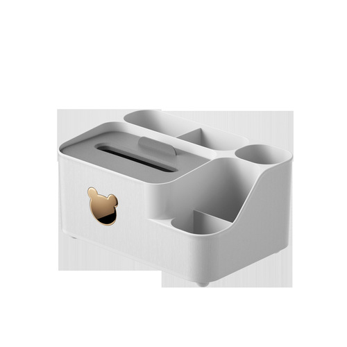 Cartoon Bear Storage Tissue Box, Adorable Gold Bear Divided Tissue Box, Small Bear Multifunctional Living Room Restaurant Tissue Box