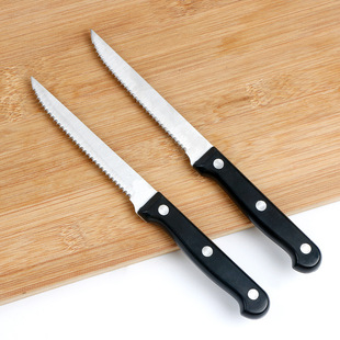 BBQ barbecue outdoor plastic handle kitchen bread knife stainless steel steak serrated knife Western-style steak knife