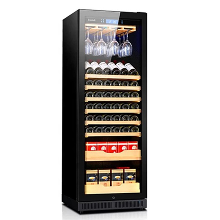 Pejer 168 temperatura constante y humedad gabinete de vino en stock vino tinto vertical refrigerador refrigerado taza colgante gabinete de vino tinto comercial