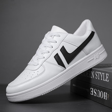 小白鞋男士休闲运动夏季鞋新款透气皮面板鞋跑步鞋子一件代发男鞋