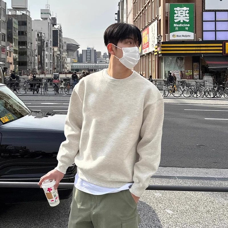 아메리칸 스타일 레트로 전국 패션 스웨터 남성 라운드 넥 기모 두꺼운 무거운 풀오버 겨울 패션 브랜드 후드 하이 스트리트 의류