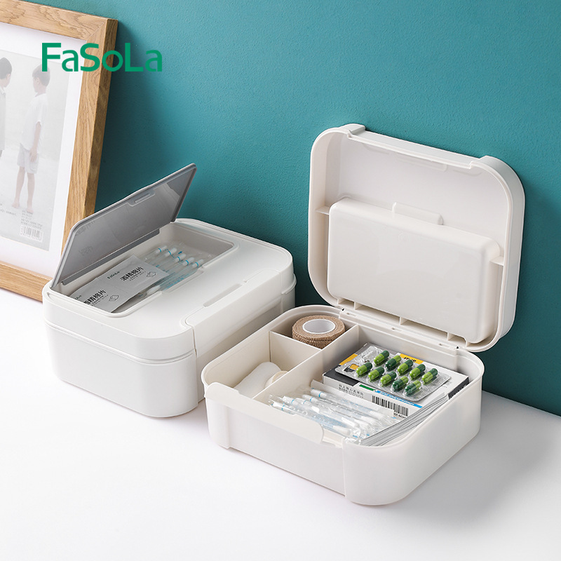 Fasola Medicine Box Household Large-Capacity Home-Packed Small First Aid Box Storage Box Number Emergency Visit Box Fasola Medicine Box Household Large-Capacity Home-Packed Small First Aid Box Storage Box Number Emergency Visit Box