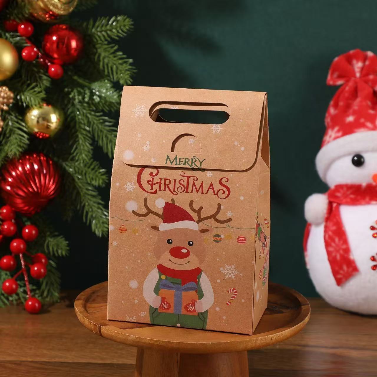 Bolsas de regalo de fiesta de Navidad transfronterizas dulces cajas de regalo de Papá Noel estilo europeo simple embalaje de galletas de bocadillos