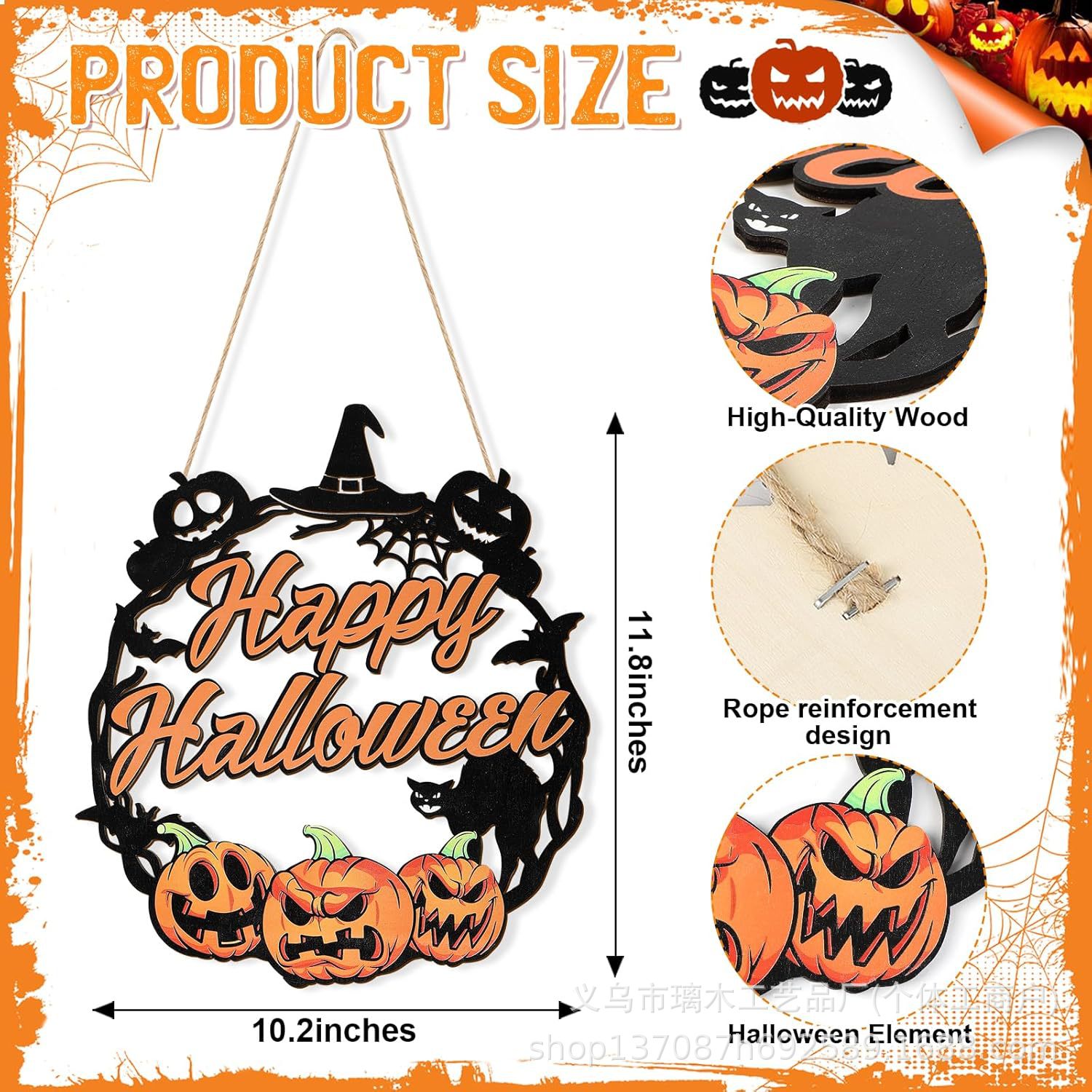 Nuevos productos transfronterizos de madera Halloween decoración de la atmósfera de la fiesta del hogar cabeza de ratón colgante decoración del patio vestíbulo