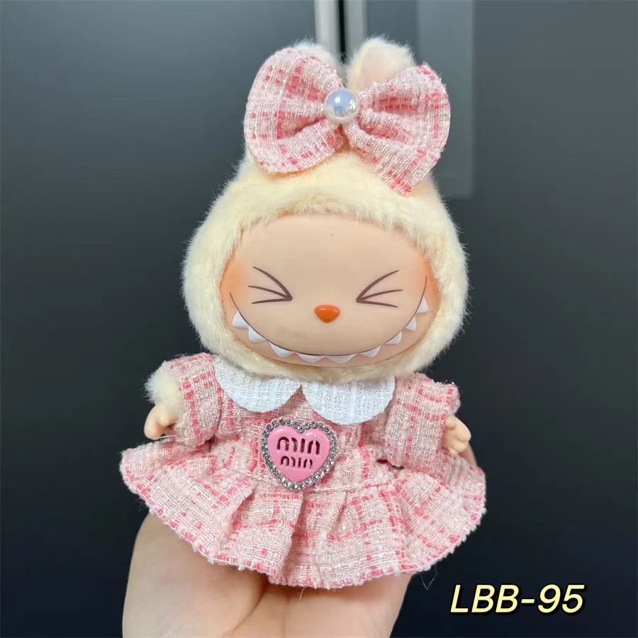 17 cm LABUBU una y dos generaciones de muñecas de polilla universal caja ciega fiesta pequeña falda de viento serie de accesorios de ropa de bebé