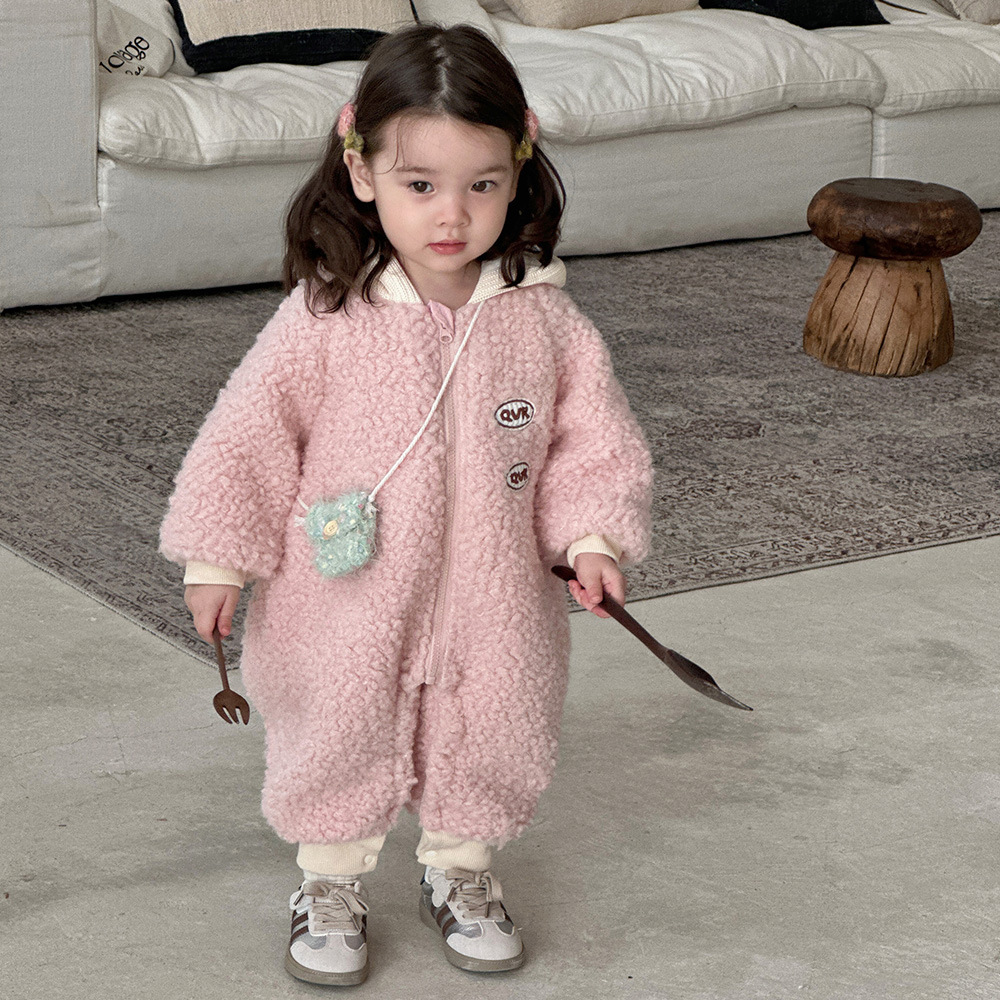 Ropa de bebé otoño e invierno más terciopelo engrosamiento de bebé mono estilo coreano lindo traje de escalada ropa de invierno cálido mameluco