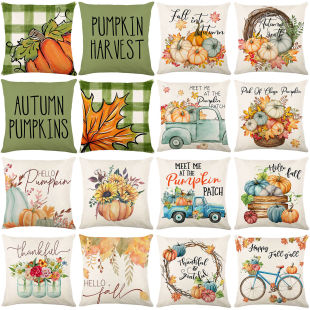 Halloween Pumpkin Pillowcase Bicycle Pumpkin Maple Leaf Bedroom Sofa Decorative Cushion Support One Piece Minimum Order