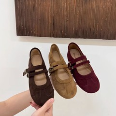 玛丽珍鞋女2025年秋季新款法式浅口单鞋平底红色芭蕾舞鞋软皮软底