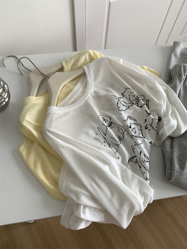 Summer Party! Duppy Printed Tencel Long-sleeved T-shirt Sunscreen Shirt Women's Loose Casual Thin Cool-feeling Blouse Ins