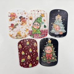 吊孔双面雕刻圣诞星星人印花卡牌片片diy手工饰品吊坠手机链材料