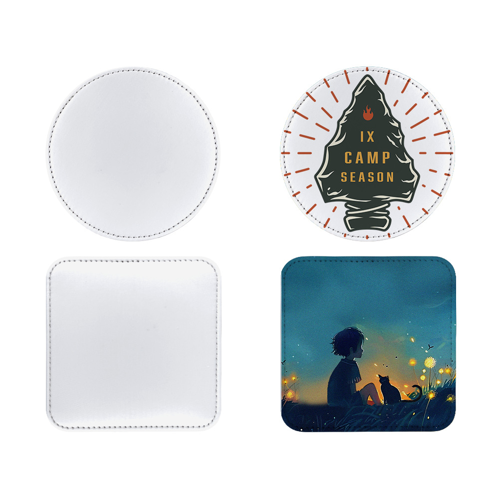 Nuevo producto de transferencia de calor posavasos de cuero para el hogar de oficina posavasos de cuero redondo antideslizante e impermeable al por mayor