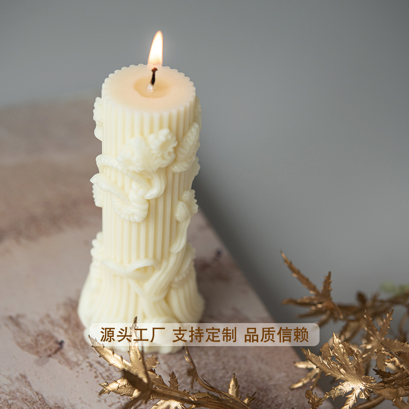 Vela de aromaterapia cilíndrica blanca lechosa de venta caliente transfronteriza, recuerdos, decoraciones para el hogar, velas en forma al por mayor, venta caliente de alta gama