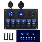 汽车船改装六位组合汽车船型开关 配电压表双USB电源母座充电