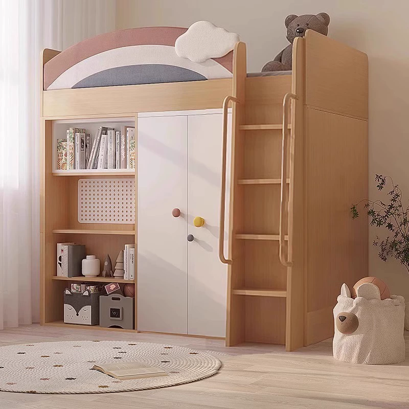 Детская кровать-гардероб, встроенная кровать со столом и гардеробом, многофункциональная комбинированная кровать, высокая и низкая кровать с шкафом для небольших помещений.