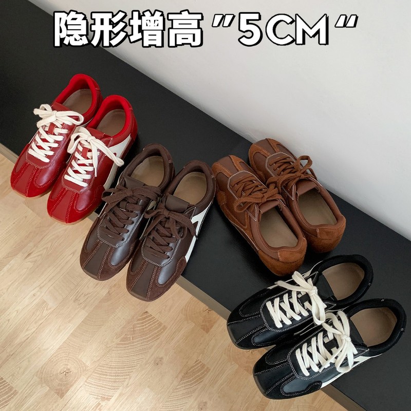 MuXuan~ 小个子内增高德训鞋女新款复古美拉德阿甘休闲鞋运动板鞋|undefined