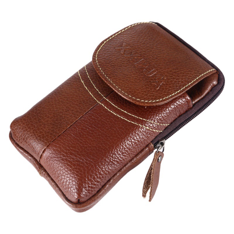 Mobile Phone Bag Men's Genuine Leather Waist Bag Work Site Multifunctional Men's Bag Fashion Personalized Top Layer Cowhide Coin Purse