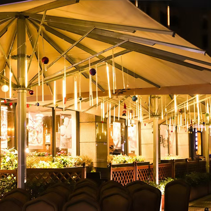 Ingeniería al aire libre iluminación LED lluvia de meteoros impermeable decoración de vacaciones lámparas colgantes ramas decoración al aire libre actividades comerciales