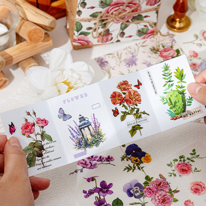 Fanghua cuatro estaciones pegatinas de mascotas transparentes Bendiy libro de mano diario pegatinas decorativas desgarrable libro de mano papel de base