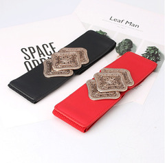 女士簡約鬆緊彈力腰封時尚連衣裙西裝裝飾腰帶韓國新款ins風皮帶