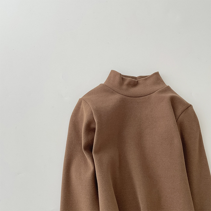 Camiseta de cuello medio elástica de 280 g para niños y niñas, estilo otoño 2026, talla 150-160