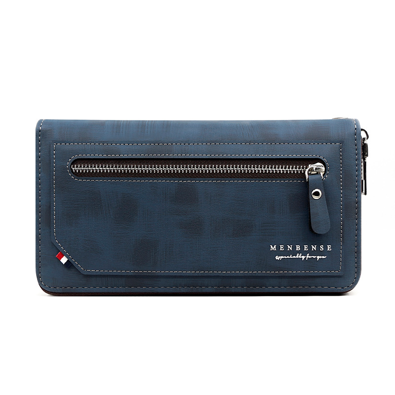 Versión Coreana de cartera larga de los hombres de cuero pelado cremallera moda casual cartera bolso de gran capacidad Multi-tarjeta de teléfono móvil bolsa