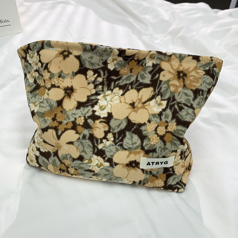 Bolsa de maquillaje de vellón retro una bolsa de impresión de lotes de viaje bolsa de almacenamiento portátil bolsa de lavado