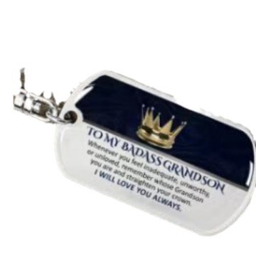 Spot venta caliente transfronteriza marca militar creativa llavero epoxi de acero inoxidable regalo conmemorativo para hijo, hija, nieta