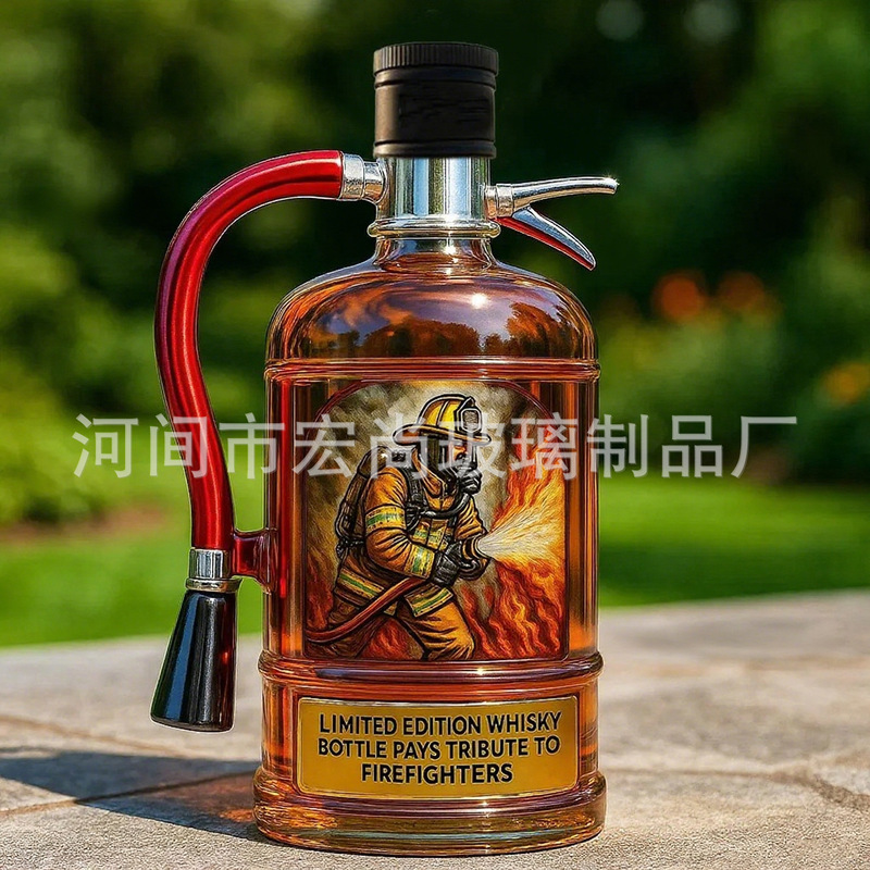 跨境灭火器玻璃酒瓶异形酒瓶创意酒瓶有趣的威士忌酒瓶泡酒瓶加工|undefined