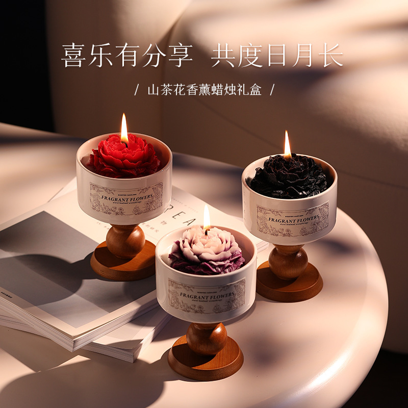 ツバキの花香薫ろうそく礼箱結婚お土産高級誕生日プレゼント大豆ワックス香薫雰囲気感置物|undefined