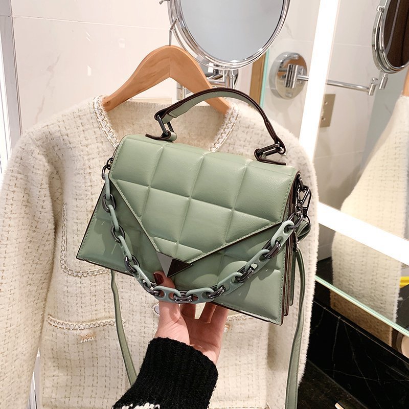 Bag Women's Fashion Rhombic Crossbody Bag 2023 New Kelly Handbag Fashionable Chain Solid Color Shoulder Bag