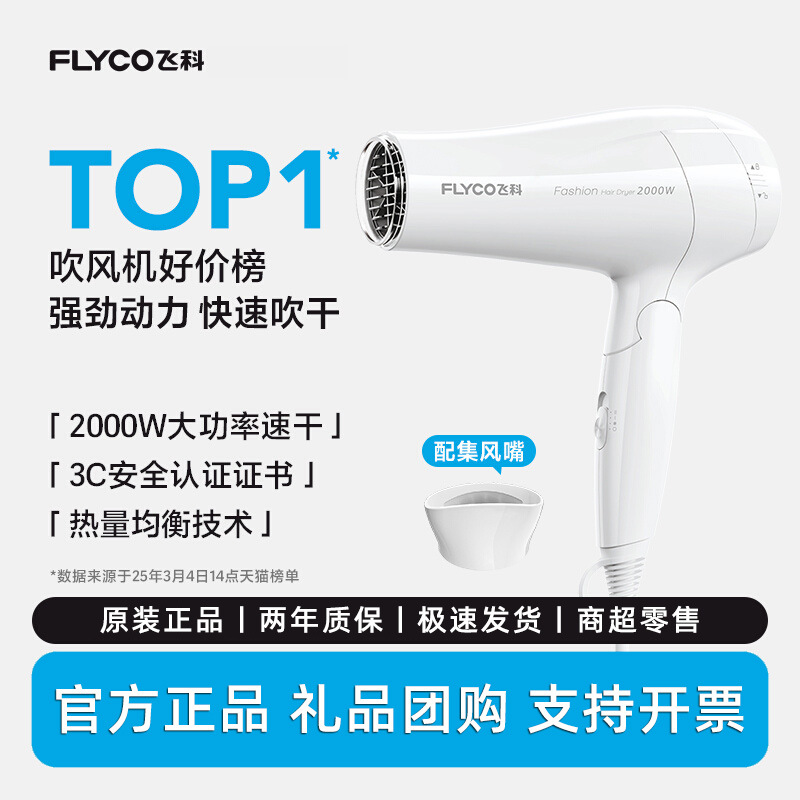Feike Hair Dryer Household High Wind Hair Care Quick-Drying High-Power Hair Dryer Hotel Wholesale Fh6232