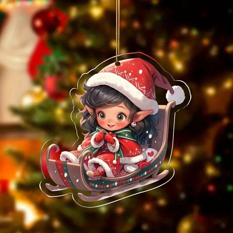 Amazon transfronterizo nuevo acrílico plano creativo de dibujos animados espejos retrovisores de automóviles decoración de Navidad mochila