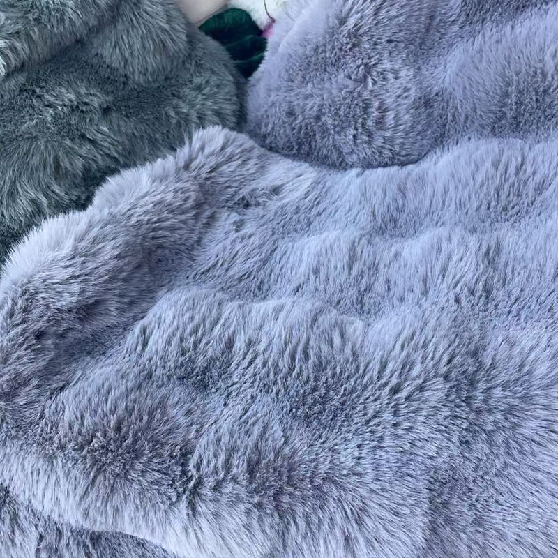 泡泡兔毛绒豆腐块泡泡貂兔毛扎染秋冬时尚外套箱包毛毯毛绒布料