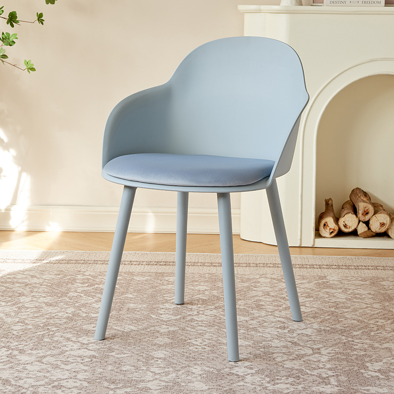 Silla de comedor nórdica moderna simple silla de plástico plegable sillón de paquete suave tienda de postres salón de belleza silla respaldada
