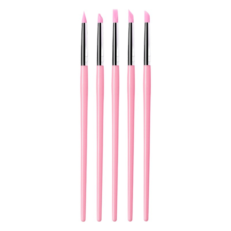 Pinceles de Silicona para Punteado de Uñas Set de 5 Piezas para Estampado y Manicura