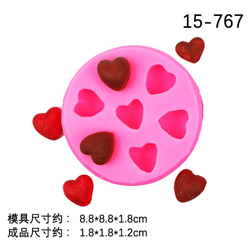 Tridimensional Pequeño amor Día de San Valentín pastel de chocolate decoración ritmo seco en forma de corazón fondant herramienta para hornear molde de silicona
