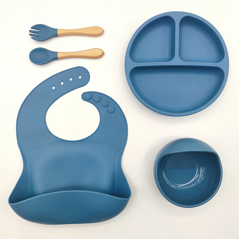 Juego de vajilla de silicona para niños, vajilla para alimentación maternoinfantil, plato de comida, tazón de comida, bebé aprende a comer, plato separado