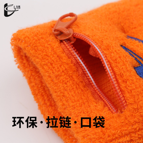 Wholesale zipper pocket storage cotton sweat-absorbent breathable sports cycling basketball fitness wristband