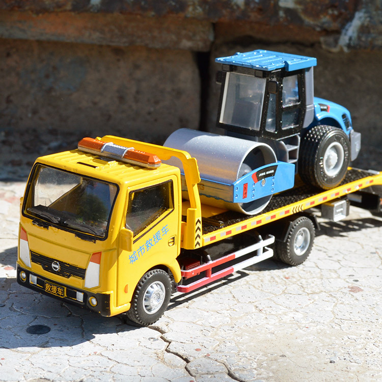 Jingbang alloy rescue vehicle model trailer with roller road roller road roller road repair engineering vehicle suit obstacle removal transport vehicle