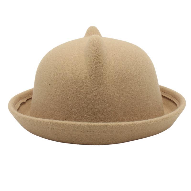 Kid's Adults Cute Simple Style Bear Solid Color Crimping Fedora Hat display picture 1