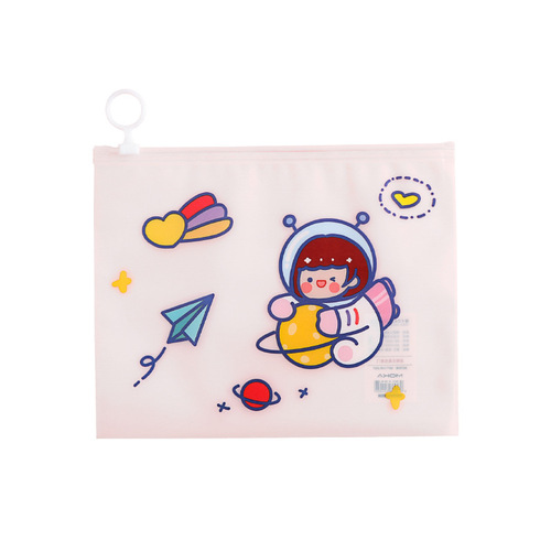 MOKA Waterproof Side Bag Small Fresh PVC Student Pen Bag Storage Bag Ring Cute Cartoon Document Bag Wholesale