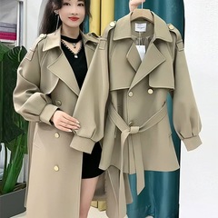 黑色炸街风衣女中长款2025秋季新款英伦风双排扣休闲时尚外套春秋