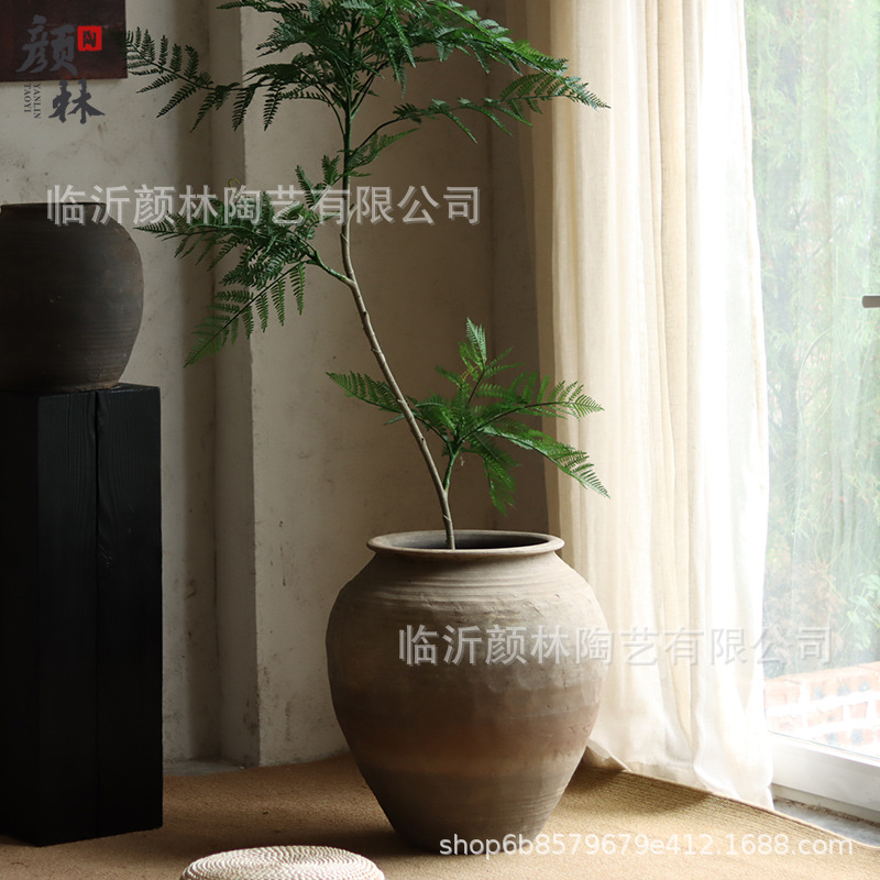 Cerámica de tierra de terra, frasco de viento silencioso, frasco de cerámica hecha a mano, decoración residencial, frasco antiguo, frasco de plantación verde, frasco de viento silencioso, adornos de viento silencioso